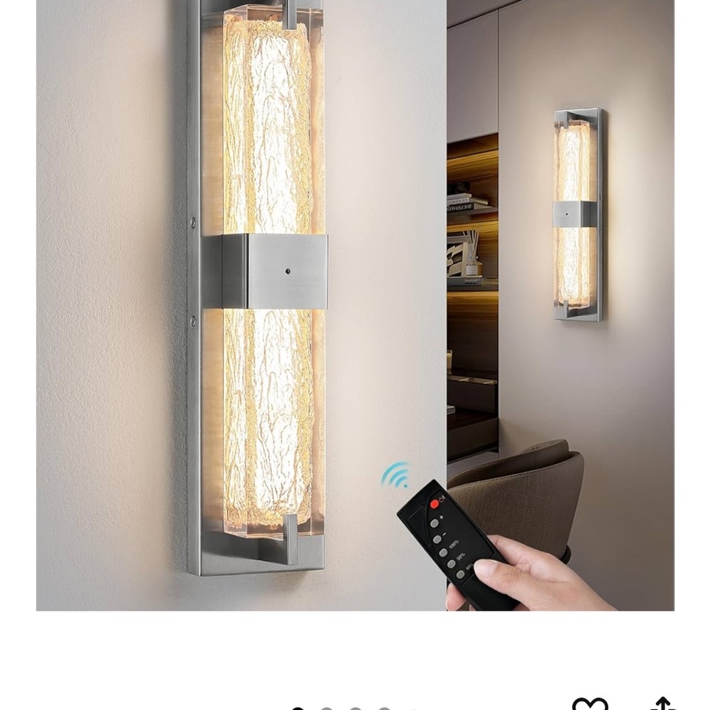 Modern Silver Wall Sconce with Remote